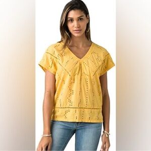 Yellow Prana Keelie Eyelet Women’s Top